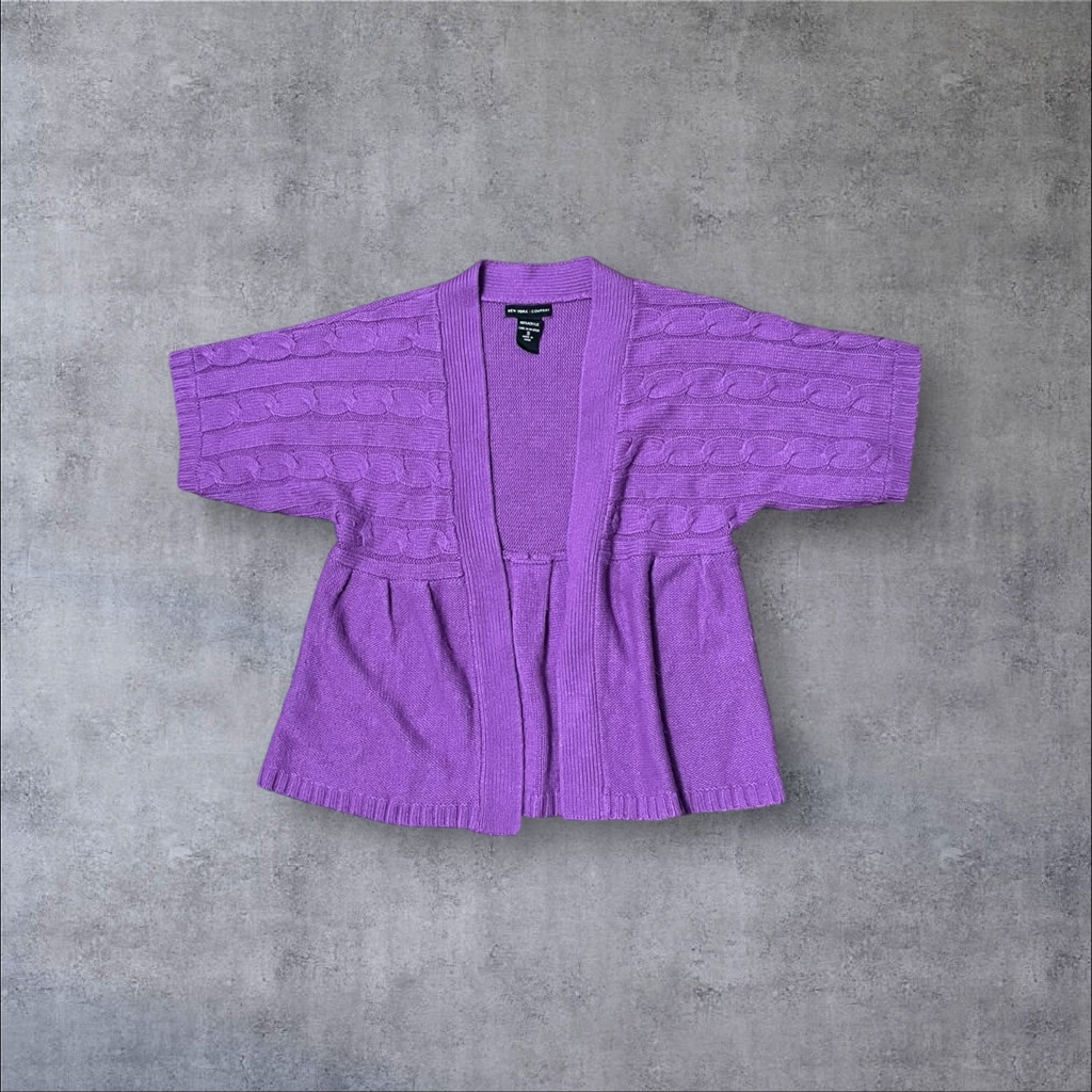 Purple Babydoll Knit Cardigan
